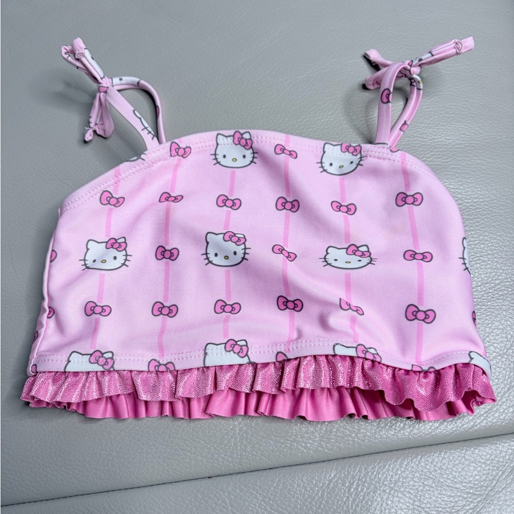 Pink Hello Kitty Ruffle Bikini Top 3T - Picture 2 of 6